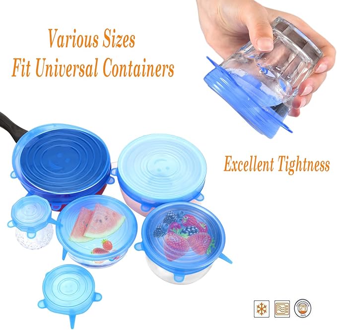 Silicone Stretch Lids (Pack of 6)