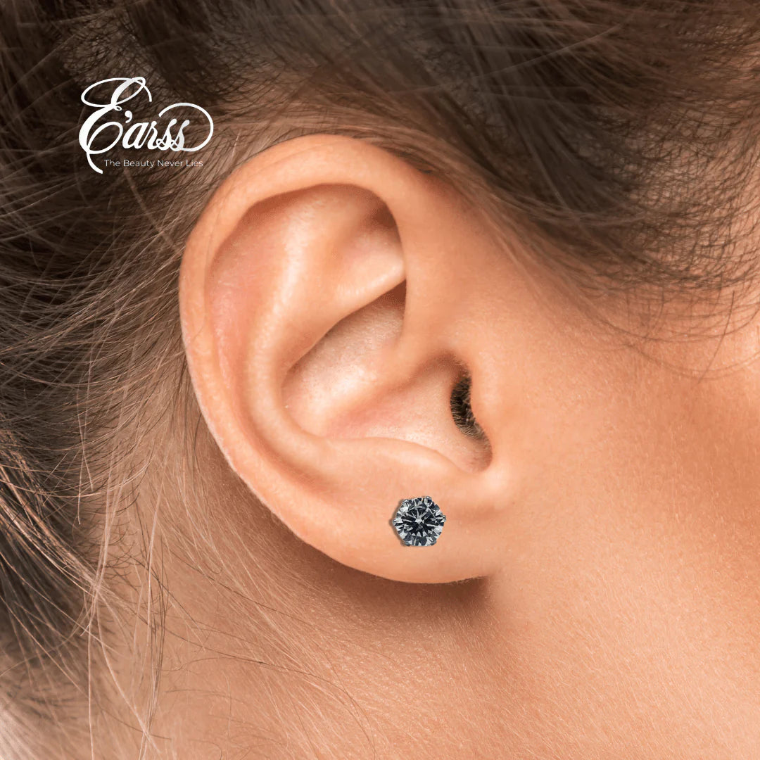 7 mm Clear Cubic Zirconia Round Silver | Stainless Steel