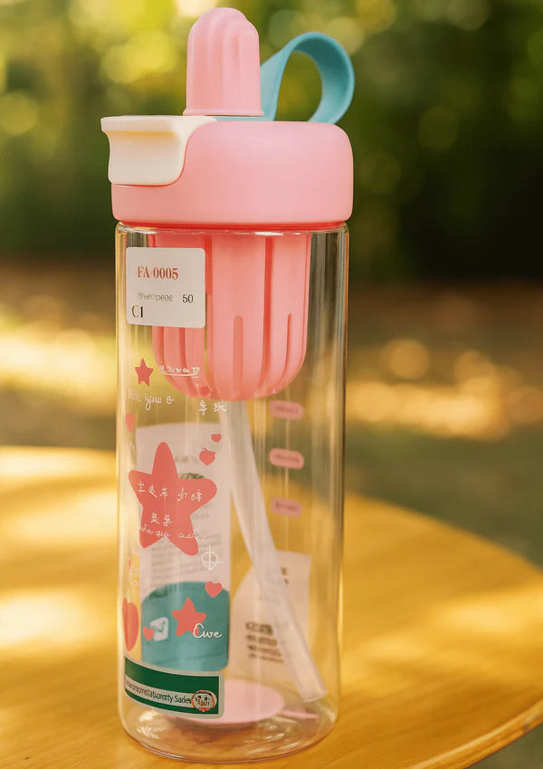 Plastic Water Bottle with Straw
