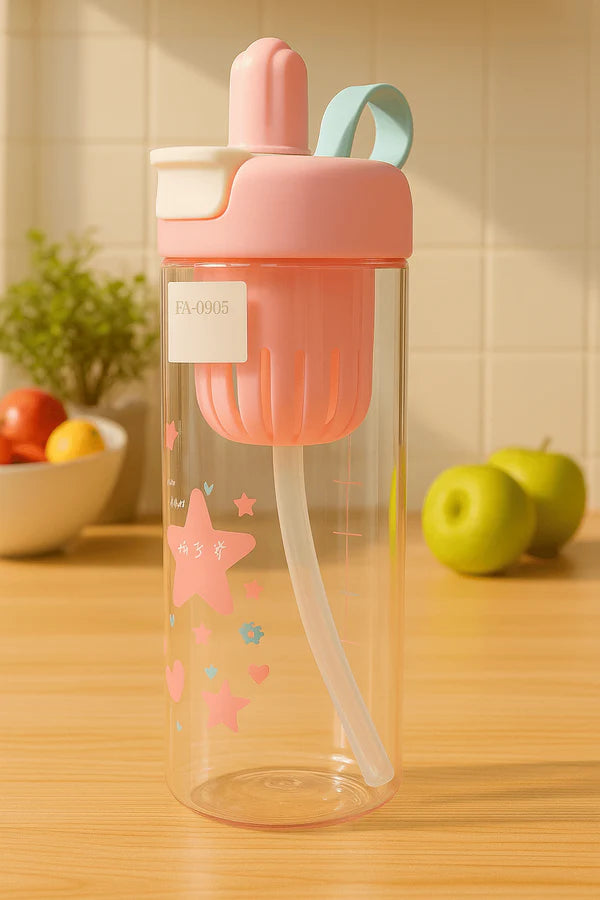 Plastic Water Bottle with Straw