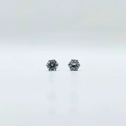 7 mm Clear Cubic Zirconia Round Silver | Stainless Steel
